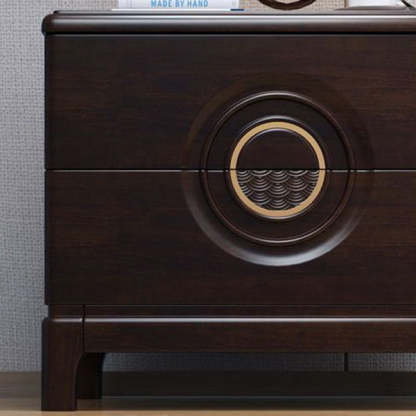 Chinese Wood Metal Nightstand 2-Drawer