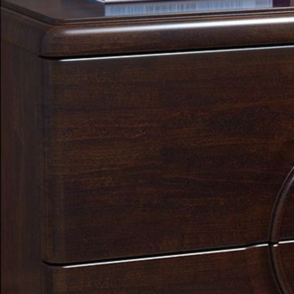 Chinese Wood Metal Nightstand 2-Drawer
