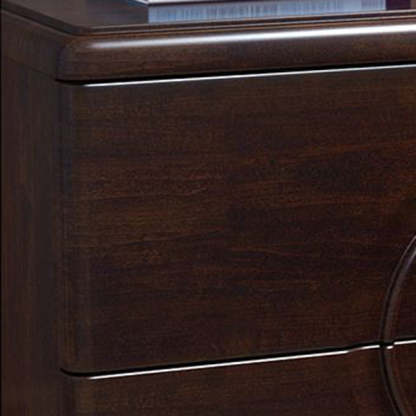 Chinese Wood Metal Nightstand 2-Drawer