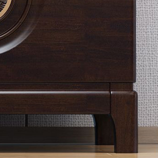 Chinese Wood Metal Nightstand 2-Drawer