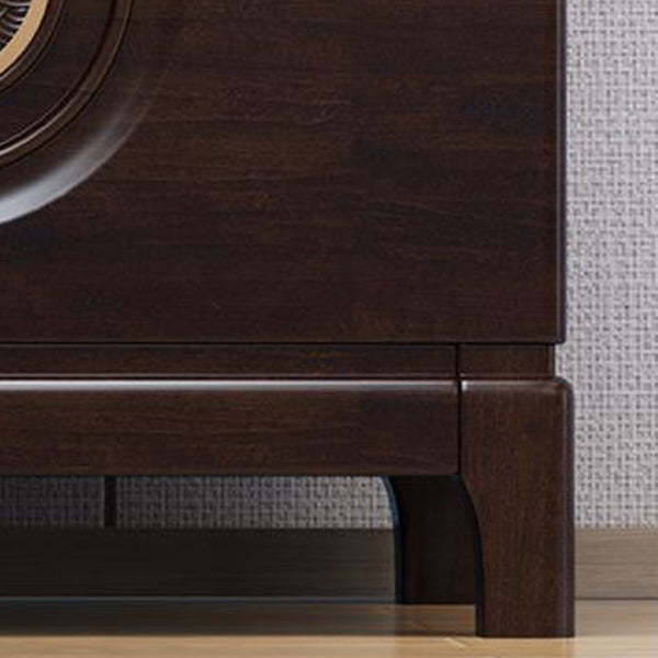 Chinese Wood Metal Nightstand 2-Drawer