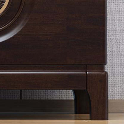 Chinese Wood Metal Nightstand 2-Drawer