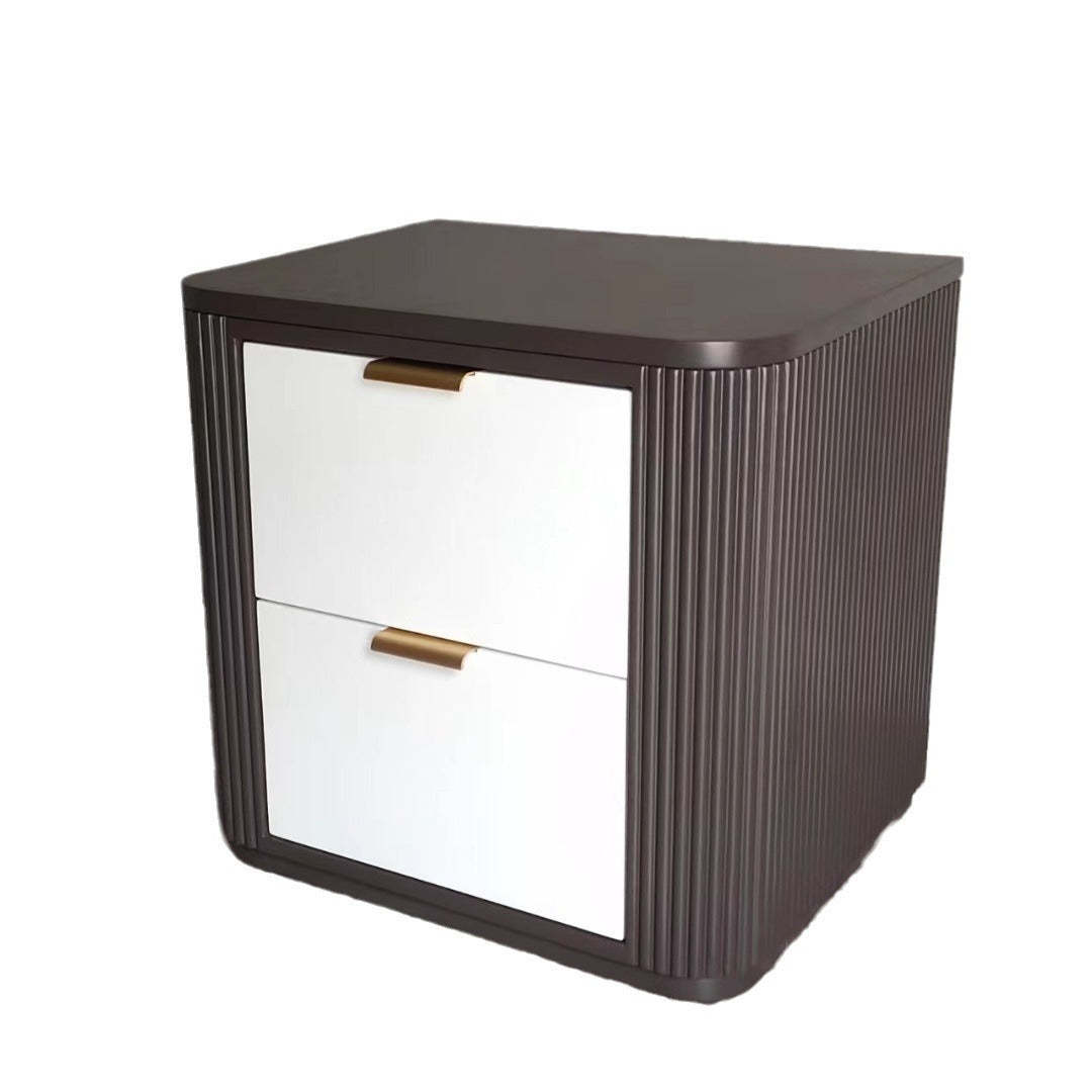 Coastal Wood Metal Nightstand 2-Drawer