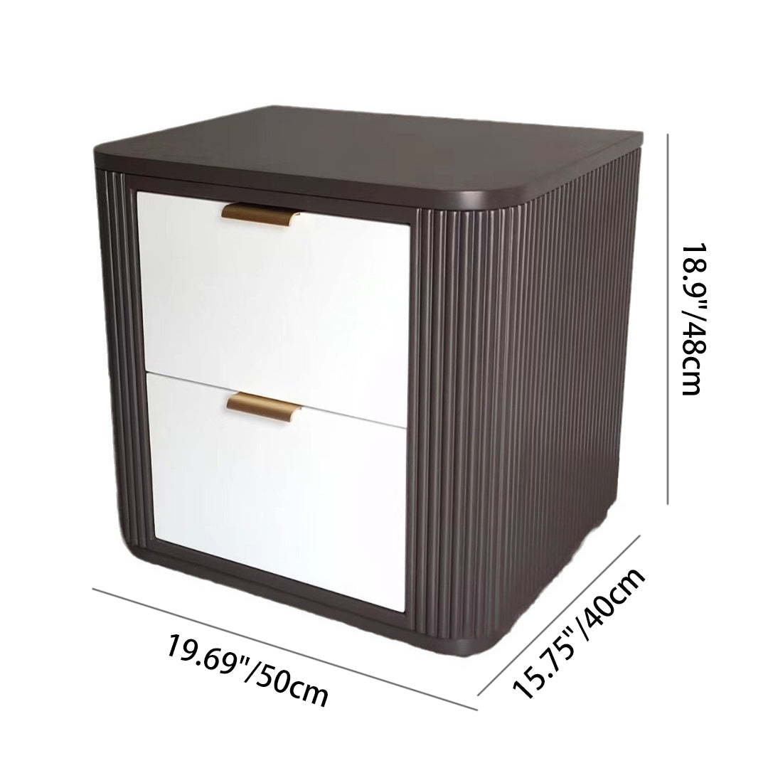 Coastal Wood Metal Nightstand 2-Drawer