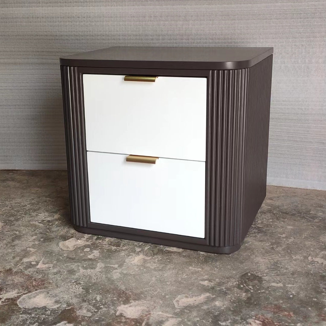 Coastal Wood Metal Nightstand 2-Drawer