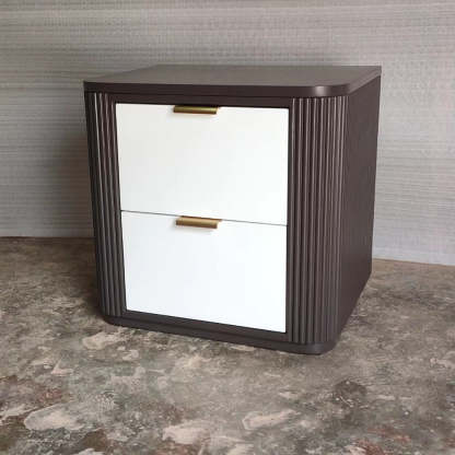 Coastal Wood Metal Nightstand 2-Drawer — Brown