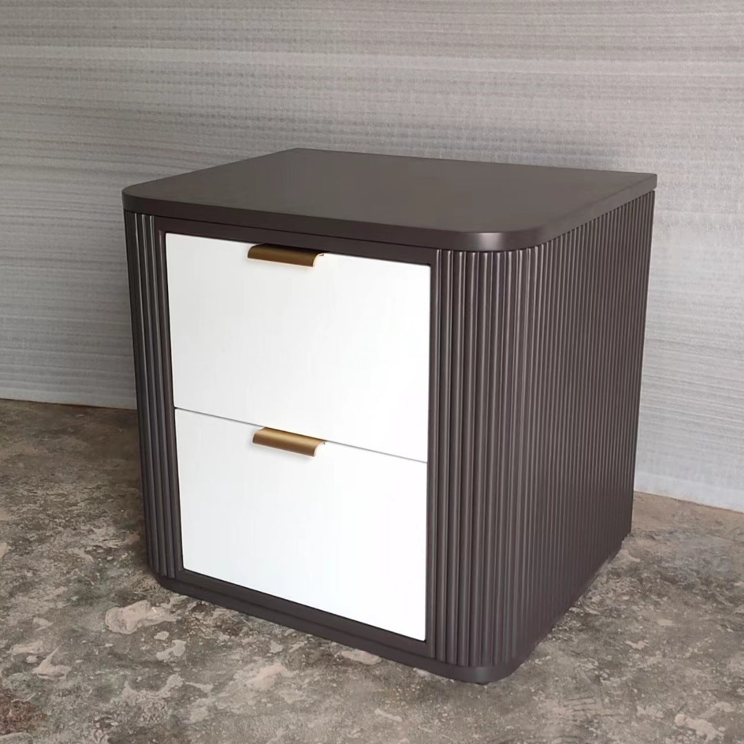 Coastal Wood Metal Nightstand 2-Drawer