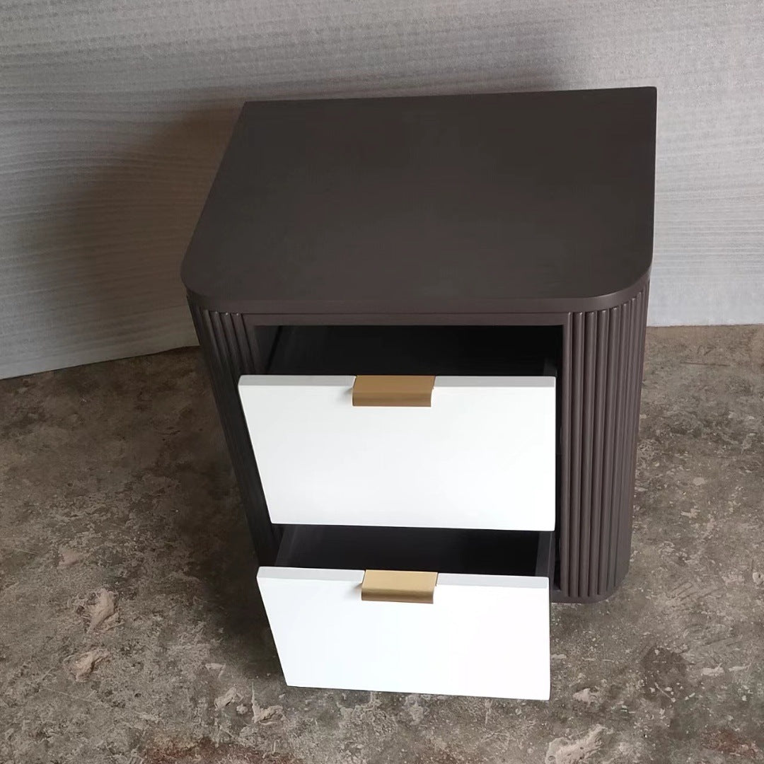 Coastal Wood Metal Nightstand 2-Drawer