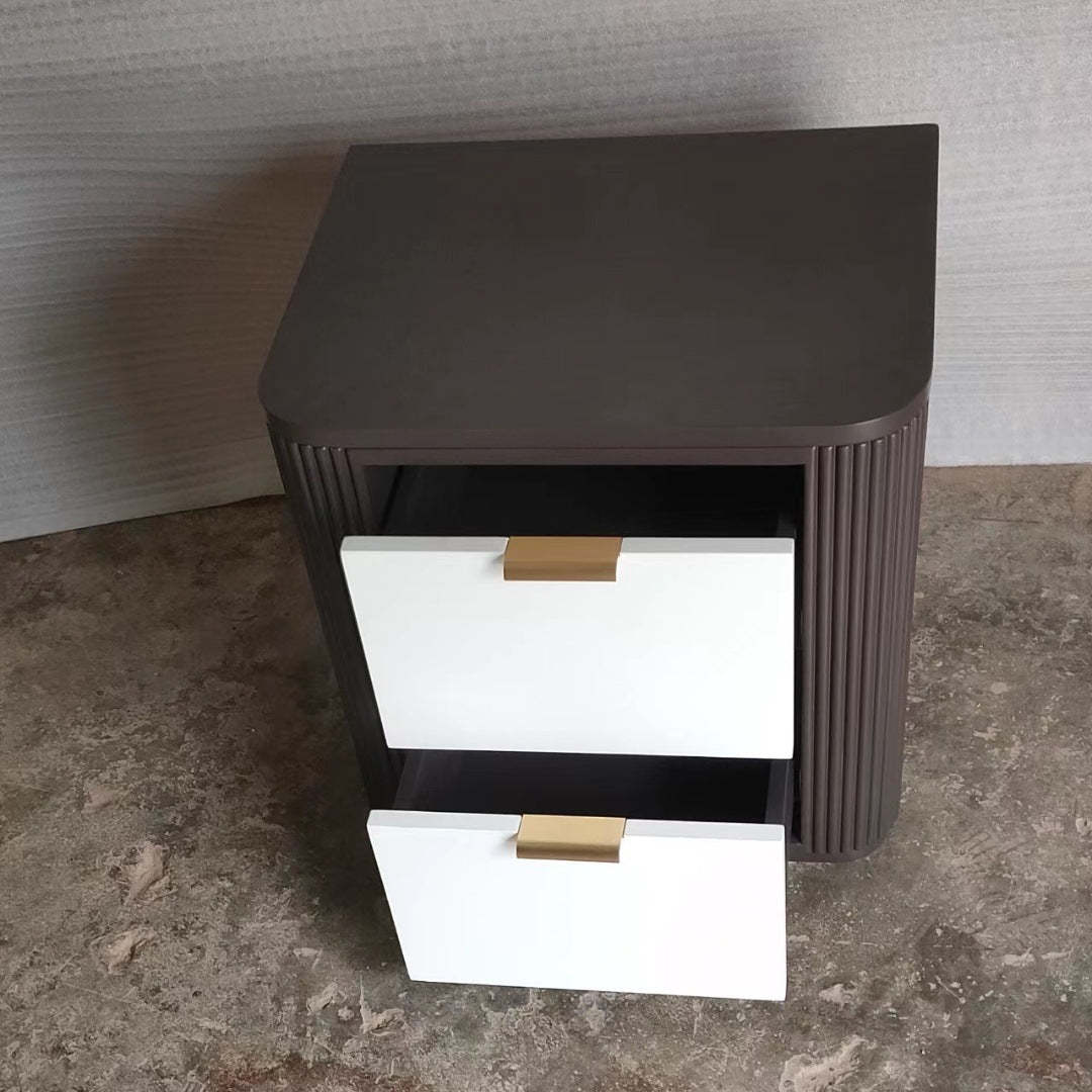 Coastal Wood Metal Nightstand 2-Drawer