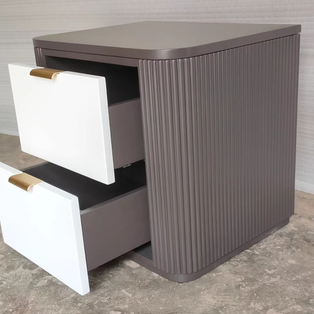 Coastal Wood Metal Nightstand 2-Drawer
