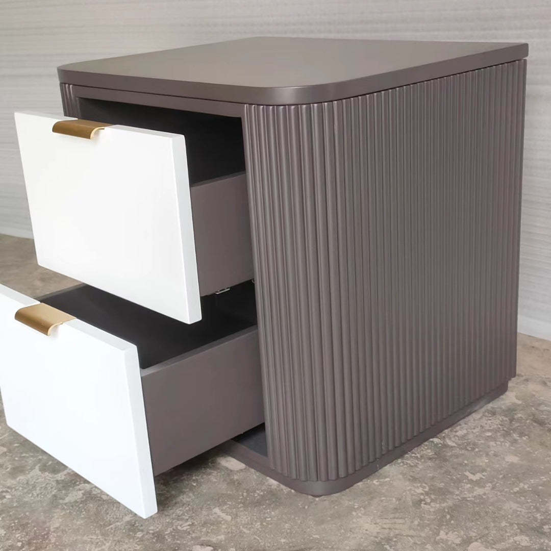 Coastal Wood Metal Nightstand 2-Drawer