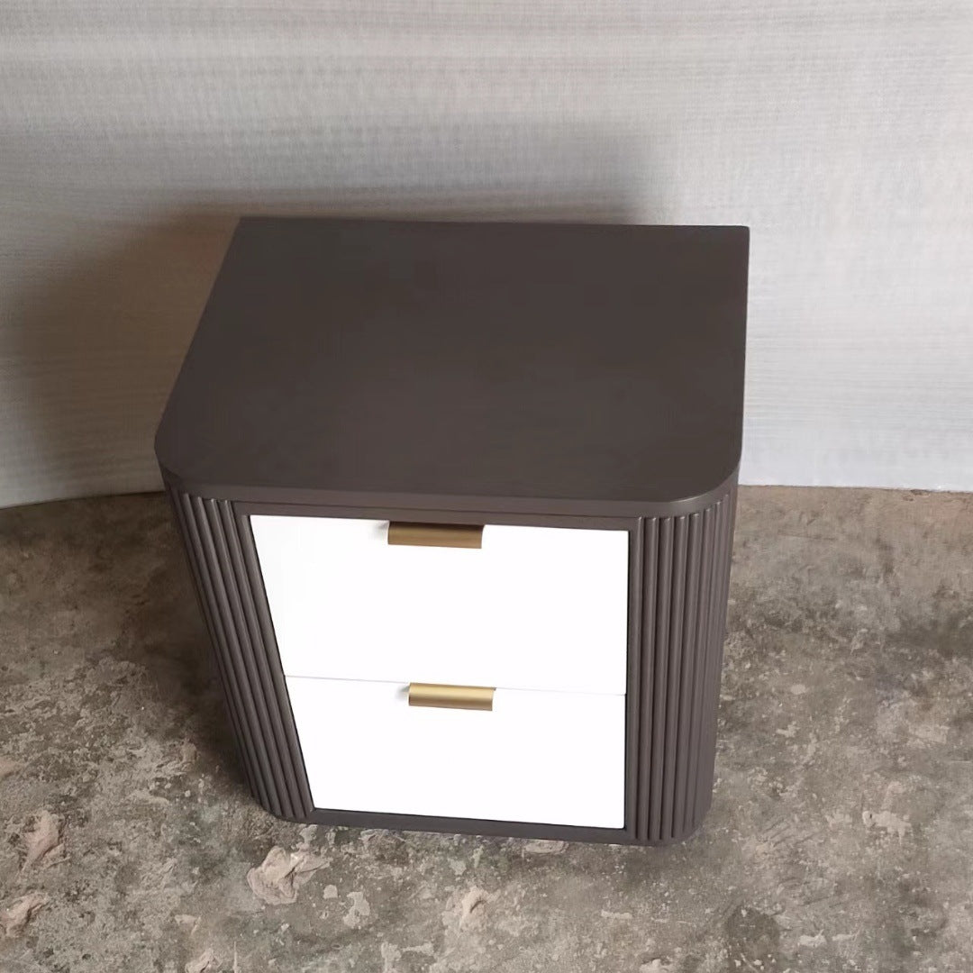 Coastal Wood Metal Nightstand 2-Drawer