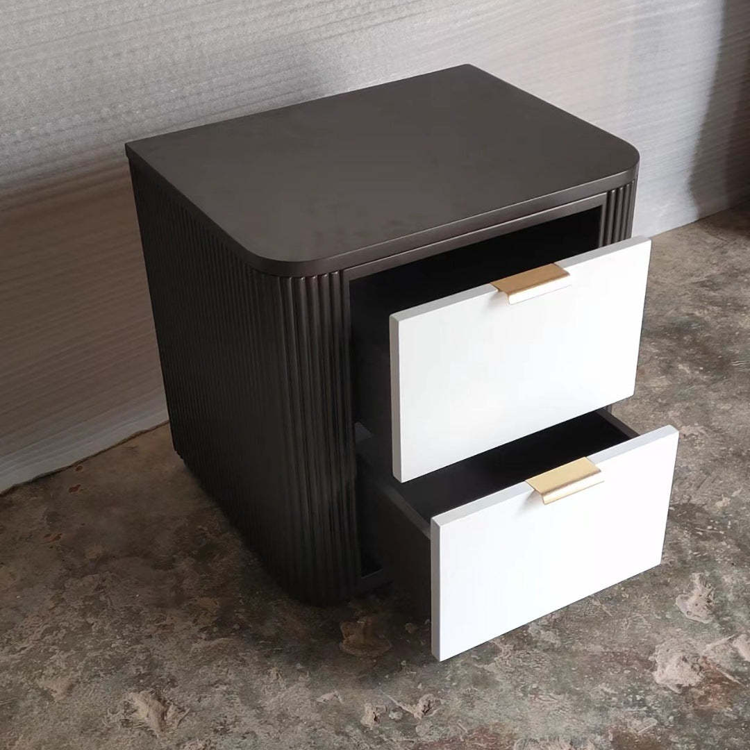 Coastal Wood Metal Nightstand 2-Drawer