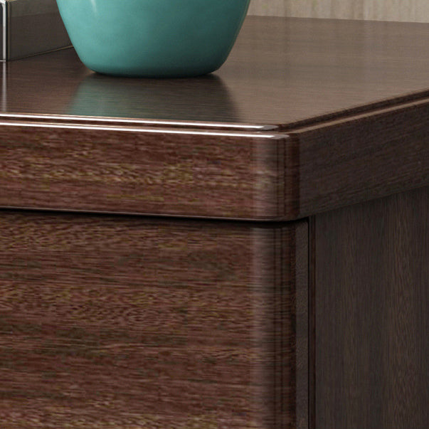 Chinese Wood Brass Nightstand 2-Drawer