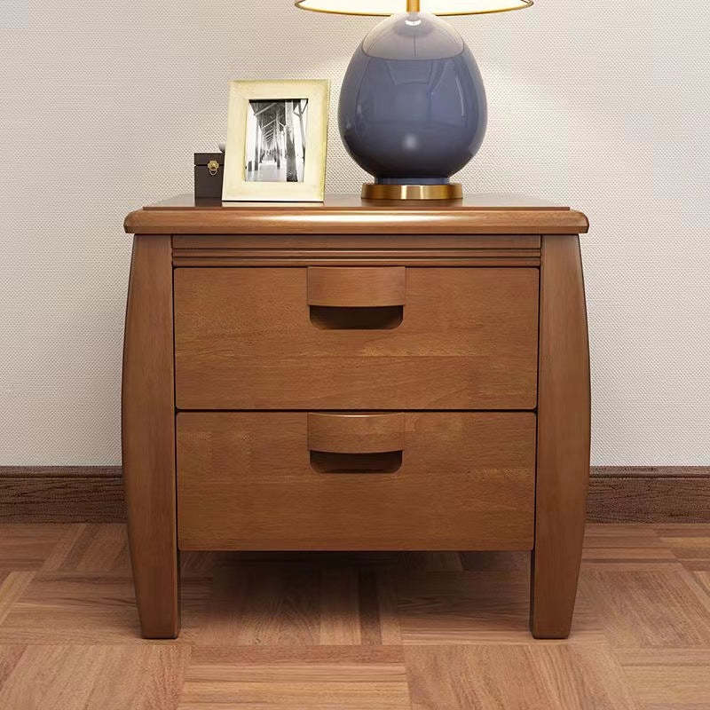 Mid-Century Wood Nightstand 2-Drawer