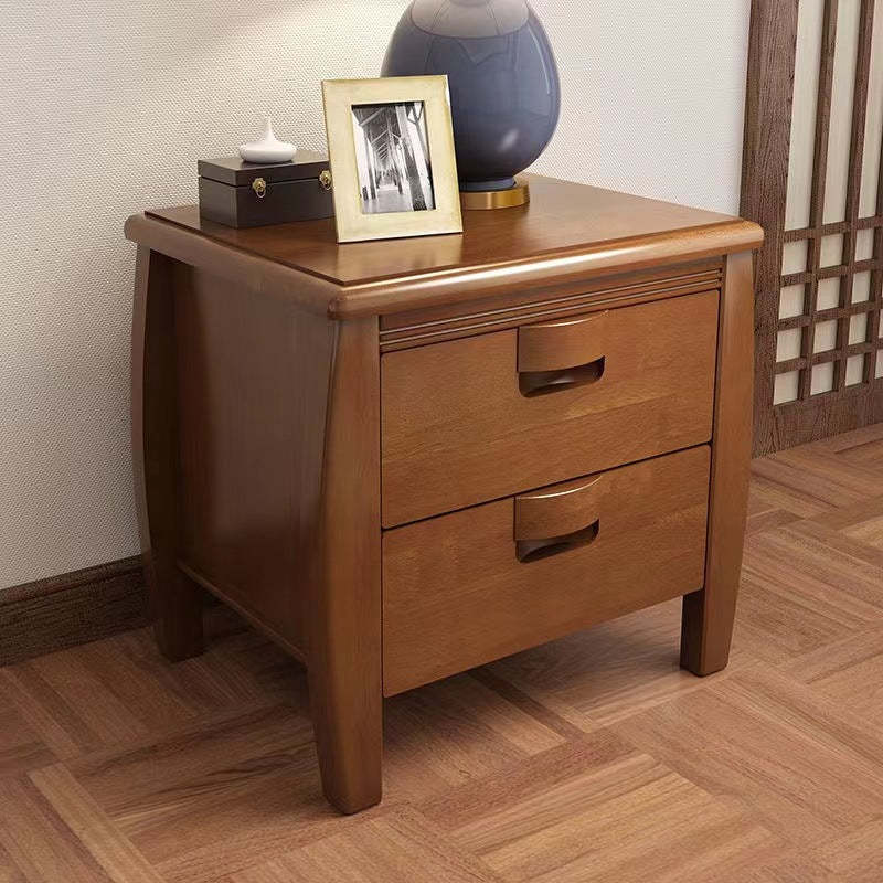 Mid-Century Wood Nightstand 2-Drawer
