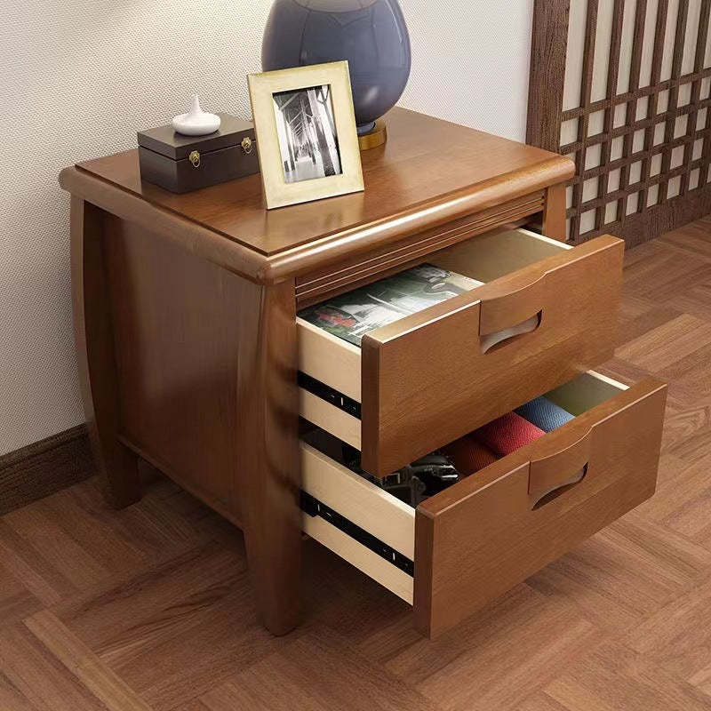 Mid-Century Wood Nightstand 2-Drawer