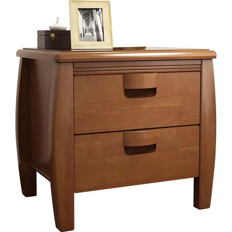 Mid-Century Wood Nightstand 2-Drawer