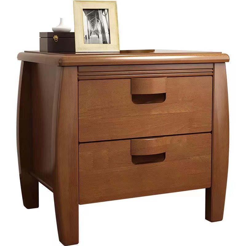 Mid-Century Wood Nightstand 2-Drawer