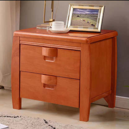 Mid-Century Wood Nightstand 2-Drawer