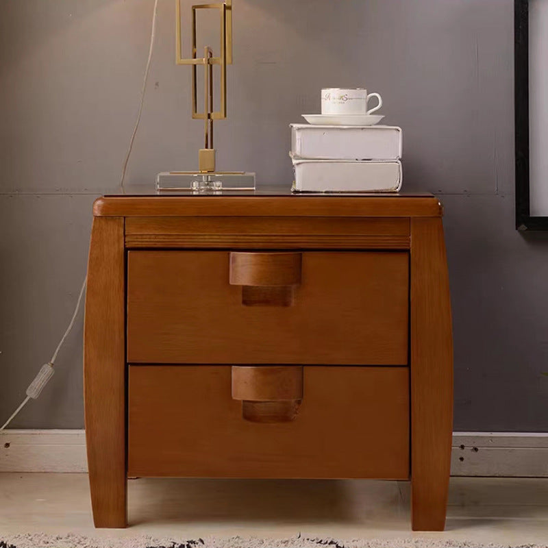 Mid-Century Wood Nightstand 2-Drawer