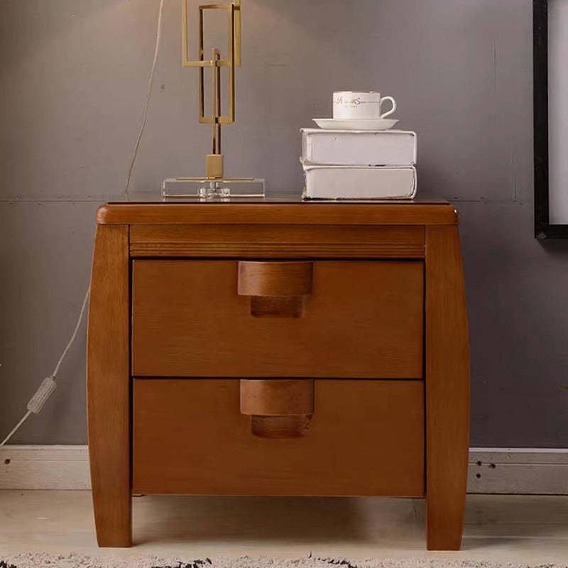 Mid-Century Wood Nightstand 2-Drawer