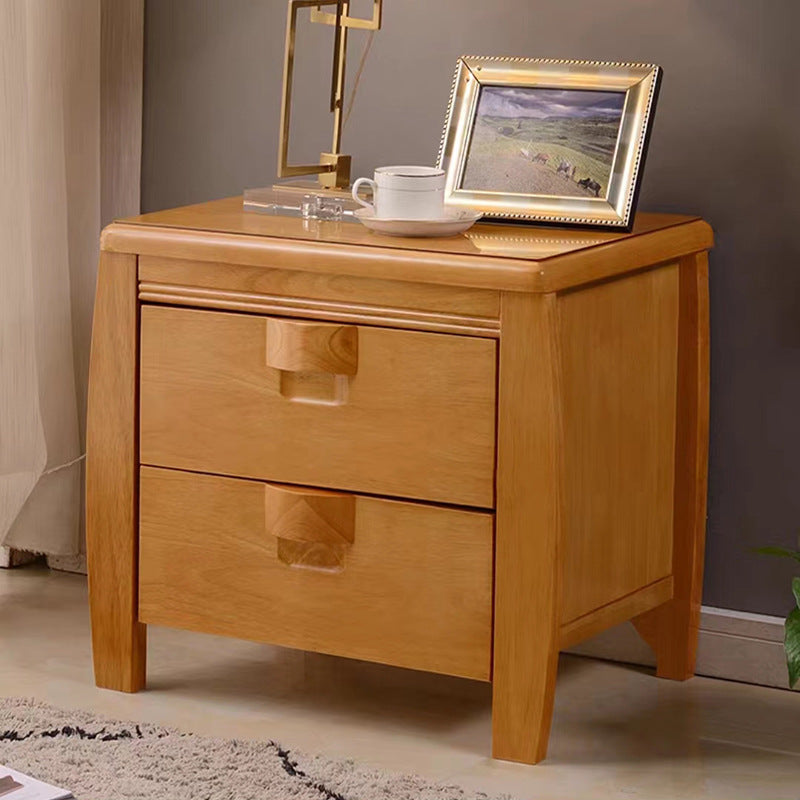 Mid-Century Wood Nightstand 2-Drawer