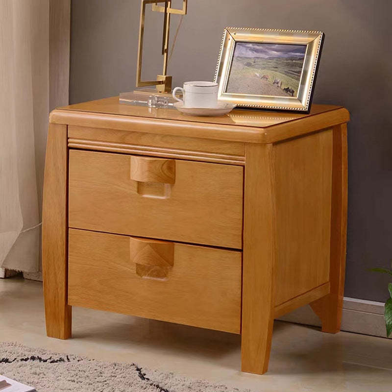 Mid-Century Wood Nightstand 2-Drawer