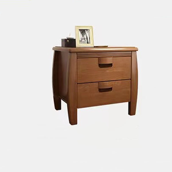 Mid-Century Wood Nightstand 2-Drawer