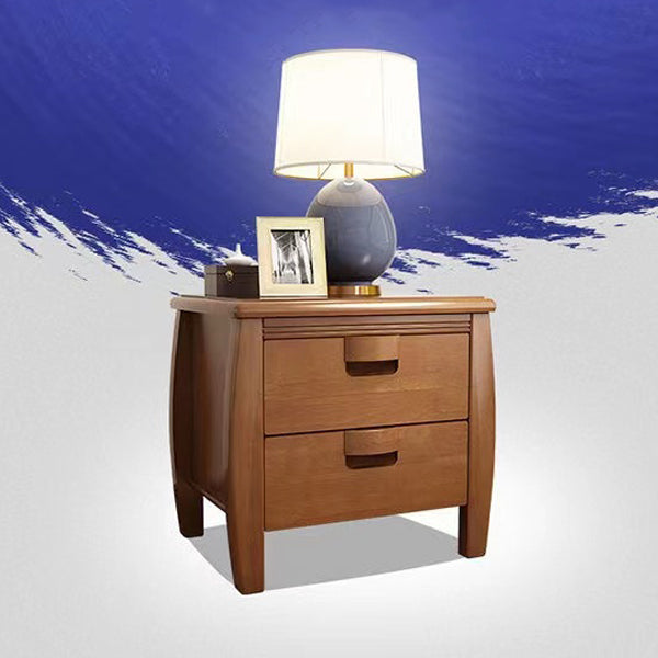 Mid-Century Wood Nightstand 2-Drawer