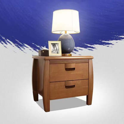 Mid-Century Wood Nightstand 2-Drawer