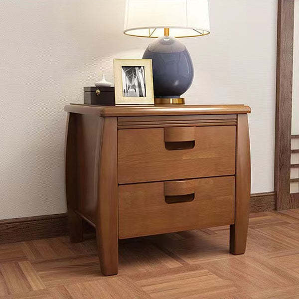 Mid-Century Wood Nightstand 2-Drawer — Begonia Color
