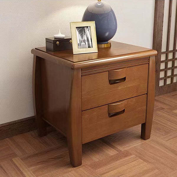 Mid-Century Wood Nightstand 2-Drawer — Original Wood Color