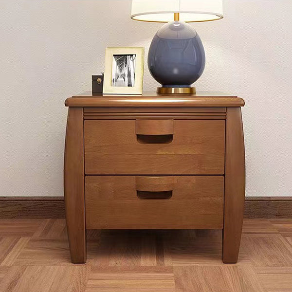 Mid-Century Wood Nightstand 2-Drawer — Walnut Color