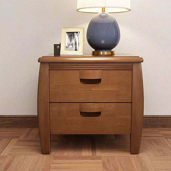 Mid-Century Wood Nightstand 2-Drawer — Walnut Color