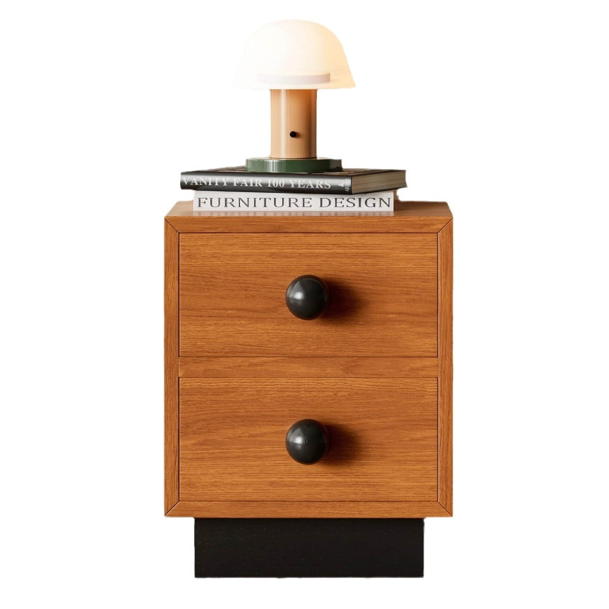 Mid-Century Wood Nightstand 2-Drawer
