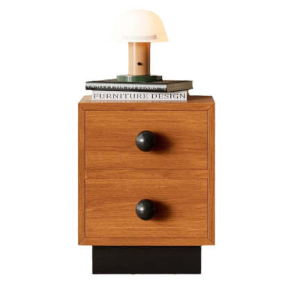 Mid-Century Wood Nightstand 2-Drawer