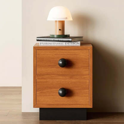 Mid-Century Wood Nightstand 2-Drawer