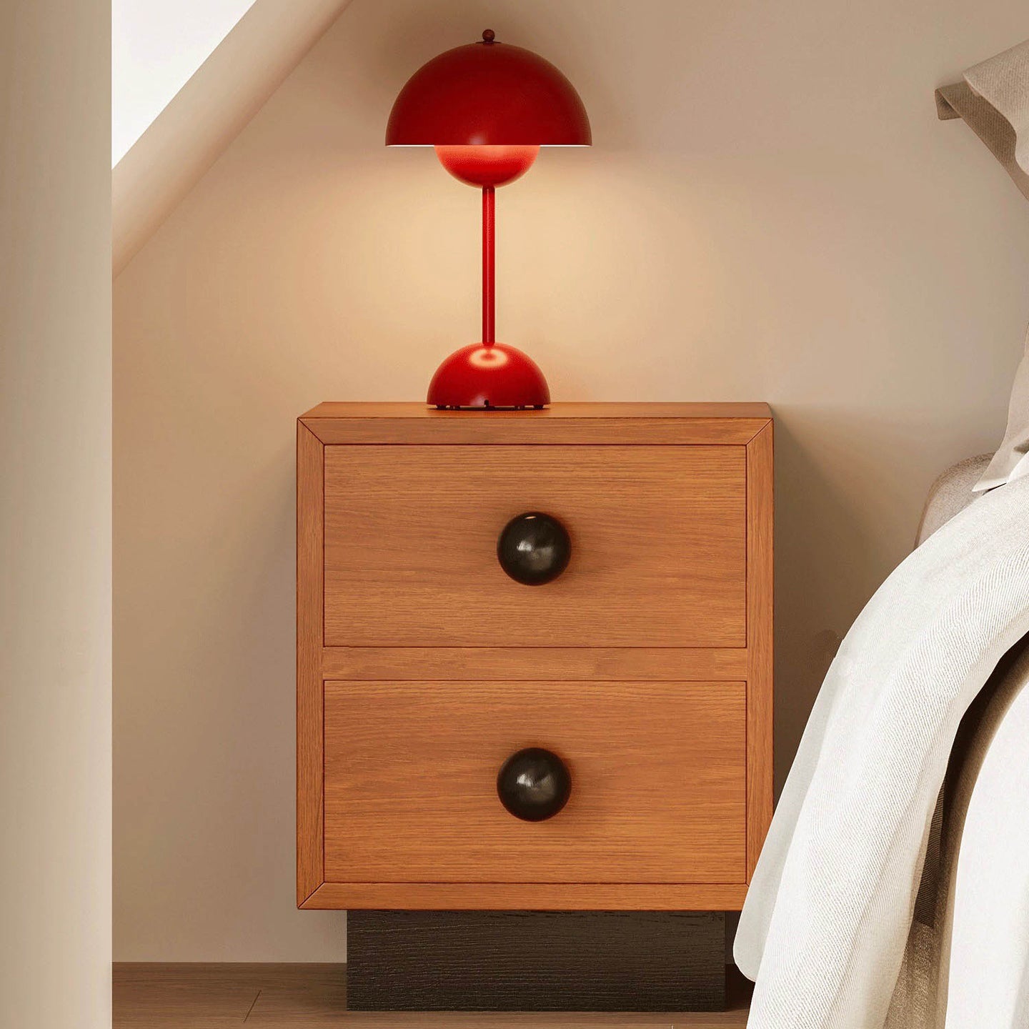 Mid-Century Wood Nightstand 2-Drawer - Walnut
