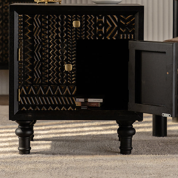 Retro Wood Metal 1-Cabinet Table