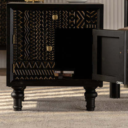 Retro Wood Metal 1-Cabinet Table