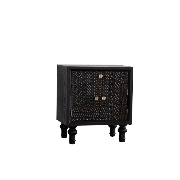 Retro Wood Metal 1-Cabinet Table