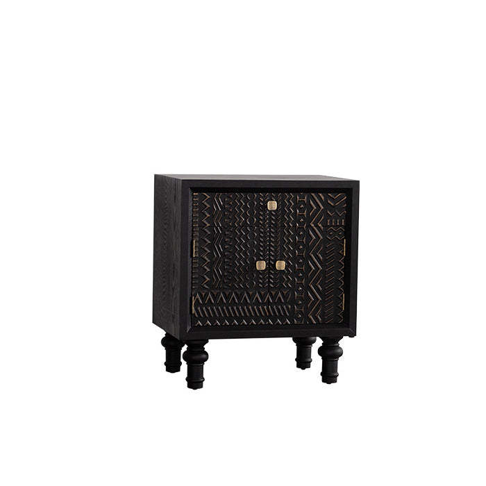 Retro Wood Metal 1-Cabinet Table