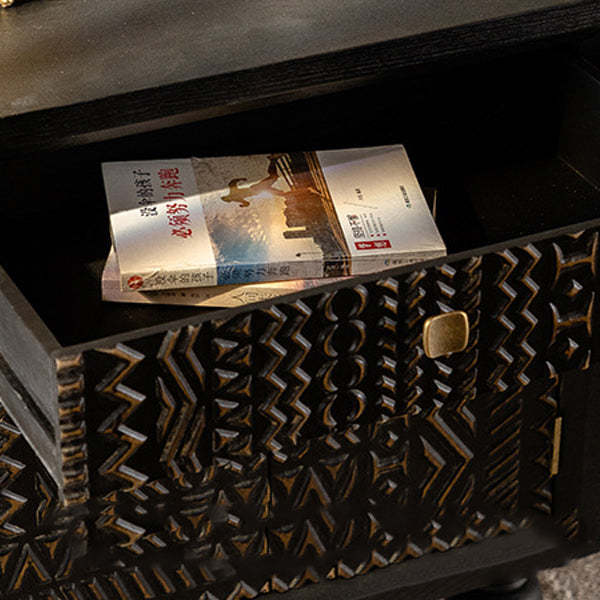 Retro Wood Metal 1-Cabinet Table