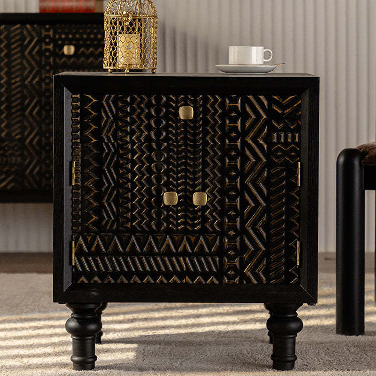 Retro Wood Metal 1-Cabinet Table