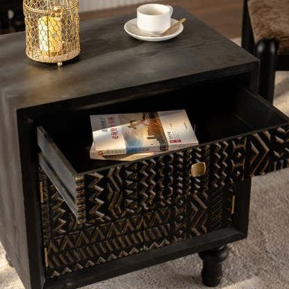 Retro Wood Metal 1-Cabinet Table