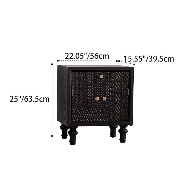 Retro Wood Metal 1-Cabinet Table