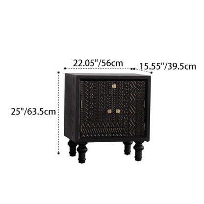 Retro Wood Metal 1-Cabinet Table
