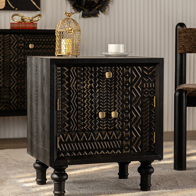 Retro Wood Metal 1-Cabinet Table