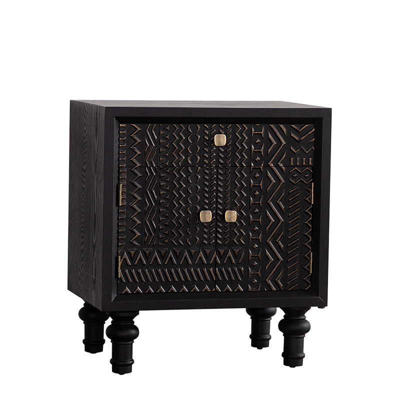 Retro Wood Metal 1-Cabinet Table